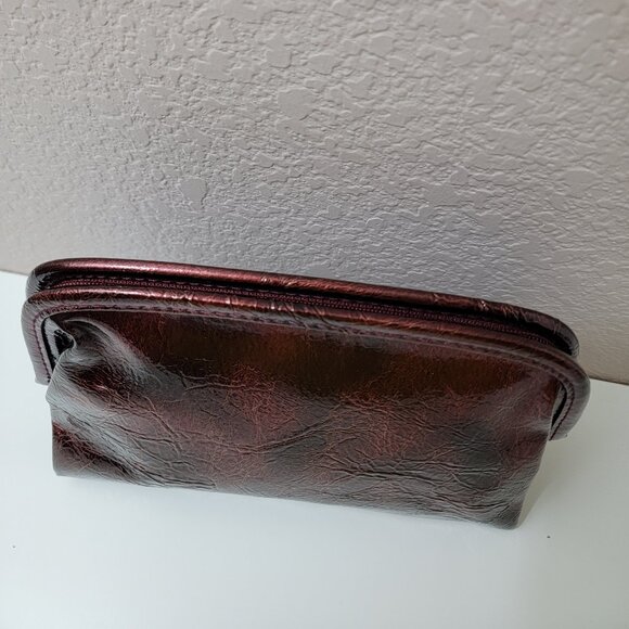 Estée Lauder Metallic Burgundy Cosmetic Bag • Structured Makeup Case - Picture 7 of 9
